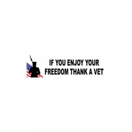 If You Enjoy Your Freedom Thank A Vet 2.5x8 Inch Vinyl Bumper Sticker