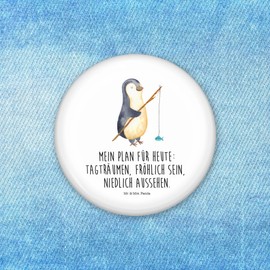 Mr. & Mrs. Panda 50 mm Button Penguin Angler Gift Hobby Fishing Lapel Pin Seabird Holiday