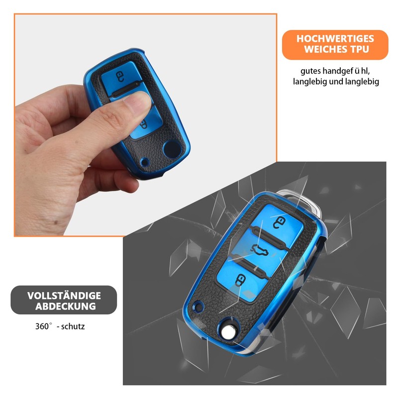 QBUC Car Key Case for VW, TPU Dustproof Key Box,