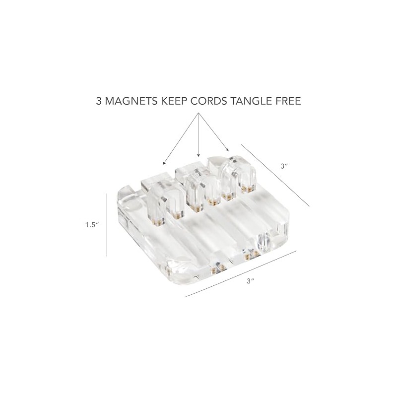 russell+hazel Acrylic Cable Manager, 3” x 1.5” x 3”, Cord