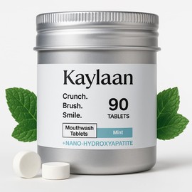 Kaylaan Mouthwash Tablets - Mint | Nano hydroxiapatite, Alcohol-Free, Fresh Breath & Oral Care with Plastic-Free, Travel-Friendly, TSA Approved Packaging | 90 Count, Made in USA