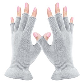MIG4U Fingerless Moisturizing Gloves, Half Finger Touchscreen Beauty Glove for Eczema, SPA, Dry Hands, Skin Treatment, Summer Sun UV Protection (L/XL, Gray-1 Pair)