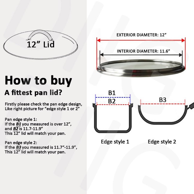 12 IN Glass Lid with Stainless Steel Handle for Frying