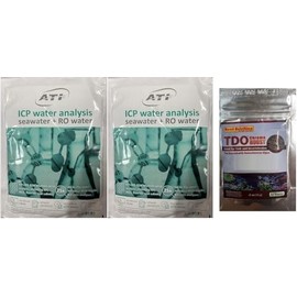 Essentials Pro ATI ICP-OES Complete Saltwater Water Test Kit with PREPAID Shipping Label Coral Aquarium Fish Food (Two ATI ICP Test Kits)