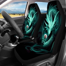 TSVAGA Seat Cover for Car Green Dragon Vehicle Seat Protector Men Car Bench Seat Cover Fit Most Car SUV Truck