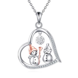 YAFEINI Snowman Necklace 925 Sterling Silver Snowman Jewellery Christmas Gifts for Women