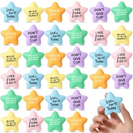 Libima 30 Pcs Motivational Star Stress Balls for Kids and Adults 2.2 Inch Stress Relief Ball with Quotes Colorful Foam Inspirational Hand Exercise Toys for Relieve Anxiety School Reward Favors