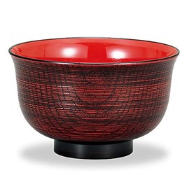 Mitani M17051-1 Yamanaka Lacquerware Soup Bowl, Brown, 4.3 inches (11 cm), Yamanaka Lacquer Range Soup Bowl, Wood Grain Feather Reverse, Red Heather