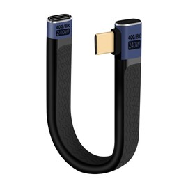 RIIEYOCA 90 Degree 240W Short USB C Flat Cable,Right Angle 40Gbps USB C Male to USB C Female FPC Flat Cable, Supports 8K@60Hz UHD Video Output, Flat Flexible Cable for Phones, Tablets, etc(14cm)