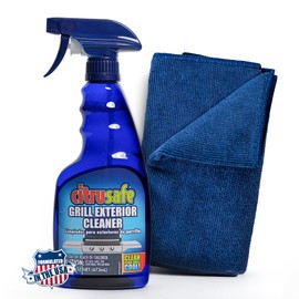 Citrusafe Exterior Grill Cleaner for Outdoor Grill (16 OZ) - Streak Free Clean for Stainless Steel - Safe to use on all Exterior Grills Such as Gas, Flat Top, Charcoal, & Pellet Grills, Smokers