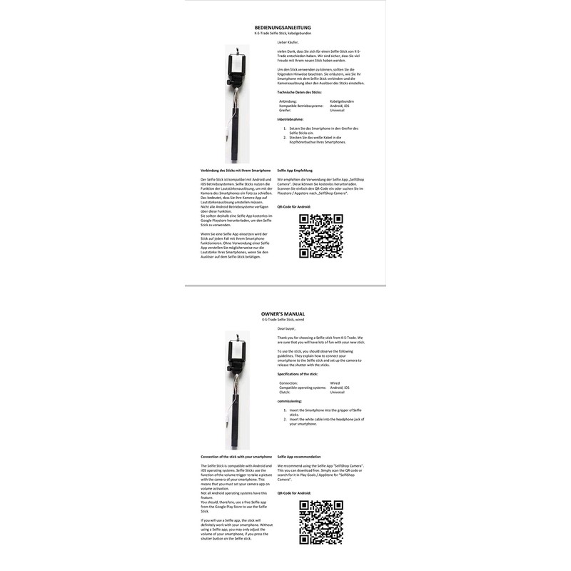 K-S-Trade Selfie Stick for Oukitel WP22 Selfie Stick for Oukitel