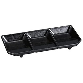 J-Kitchens Three Types of Sauce Plate, Black Tataki, Made in Japan