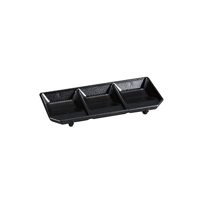 J-Kitchens Three Types of Sauce Plate, Black Tataki, Made in