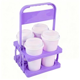 musbus musbus Reusable Drink Carrier with Handle for Doordash, Grubhub, Portable Cup/Coffee Holder Accessories for Delivery, Foldable Drinks Caddy with Tray, Car Durable Plastic Festive Bottle, Vacation