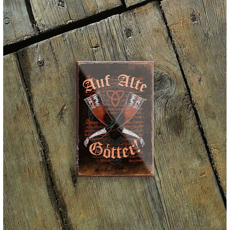 schilderkreis24 Funny Saying "Auf alte Götter" Viking Decorative Fridge Magnet