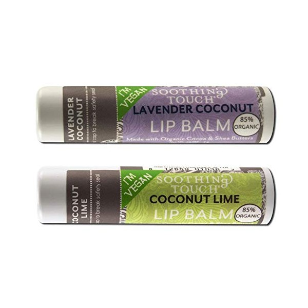 Soothing Touch Vegan Lip Balm - Variety Pack of 2 for Coconut Lovers