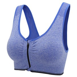 ohlyah Women's Zipper Front Closure Sports Bra Racerback Yoga Bras 2 Pack S