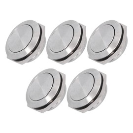 Flat Button Switch, 5-Piece Stainless Steel Push Button Switch, Waterproof Screw Terminals, Power Supply Accessories, 0-220 V (25 mm)