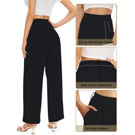 Buauty Wide Leg Dress Pants High Waisted Business Work Casual Pants Suit Long Straight Trousers Dressy Outfits Slacks Black