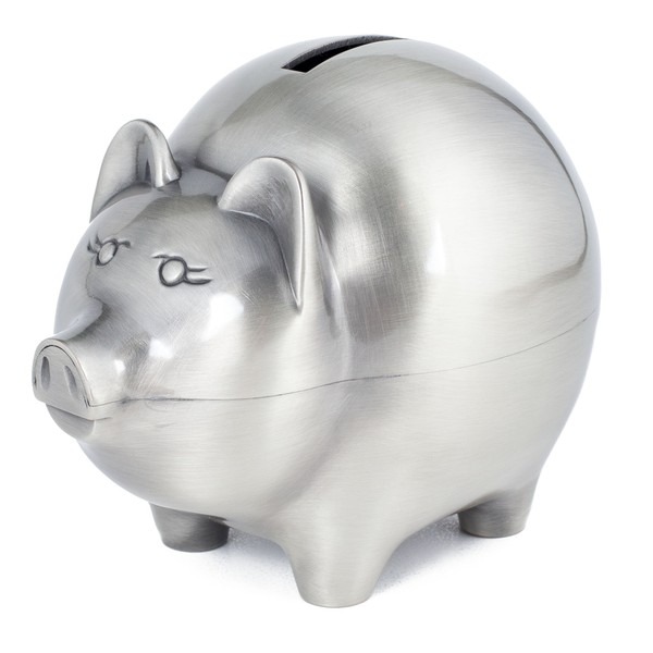 Creative Gifts International Large Pewter Pig Piggy Bank for Kids,