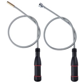 LEONTOOL 2 Pcs Flexible Magnetic Pickup Tool Set 23.6" Bend-It Magnet Snake Pick-Up, Flexible Bendable Long Magnetic Pickup Tool for Hard to Reach Keys Bolts Nuts Screws, 7mm and 13mm Magnetic Heads