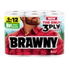 Brawny Tear-A-Square 3-Ply Paper Towels, 6 Double Rolls = 12