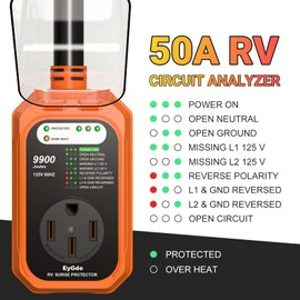 EyGde RV Surge Protector 50 Amp Waterproof, RV Circuit Analyzer with Full Electrical Protection, Power Plug Adapter Protectors for 50amp Camper Travel Trailer Accessories