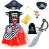 Rabtero Children's Pirate Costume, Girls' Upgrade Deluxe Pirate Princess Dress,