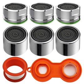SHSMPXOY Tap Aerator, Tap Nozzle Replacement Part, Tap Filter, Faucet Adapter Kit with Gaskets for Kitchen Sink Bathroom Shower, with Wrench Plumbers Tape (3 Each M22/M24)