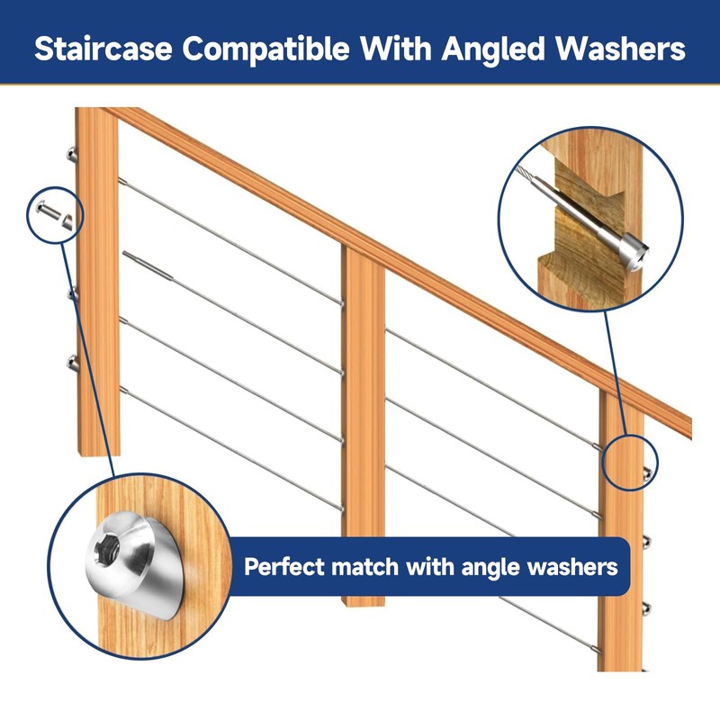 RiaYer 20-Pair Dome Head Invisible Cable Railing Kit, Invisible Receiver