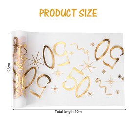 Table Runner for 50th Birthday, Table Decoration Birthday 28 cm x 10 m, Table Runner Gold Roll, Decoration 50th Birthday Woman Man Table Runner for Birthday Anniversary Celebration Party