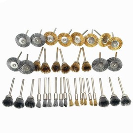 Wire Brush Set, 36pcs Stainless Steel Wire Brush Cup Brass Shank for Power Rotary Tools Polishing Cleaning Buffing Accessories