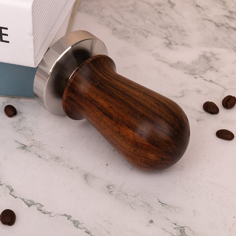 SagaSave Coffee Tamper, 58mm Espresso Press with Mat Wooden Handle