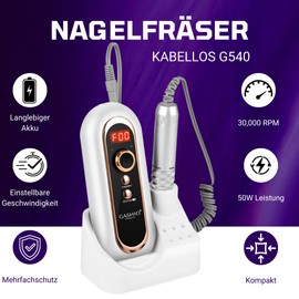 GASHIO® Wireless Nail Cutter | Manicure Pedicure Set Wireless | Nail Drill 50 W | Electric Nail File | Nail Cutter for Gel Nails | Feeder for Gel Nails | Nail Machine for Nails 30,000 u/min