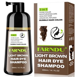 Champú Tinte Castaño Claro, Coloración Instantánea 3 En 1 Con Cobertura De Canas En 15 Minutos, Champú Herbal Semipermanente Natural Para Hombres Y...