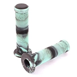 KHE Acme 2-Tone BMX Grips 130 mm with Flange Black Mint Green Turquoise Slats MTB Scooter Pair