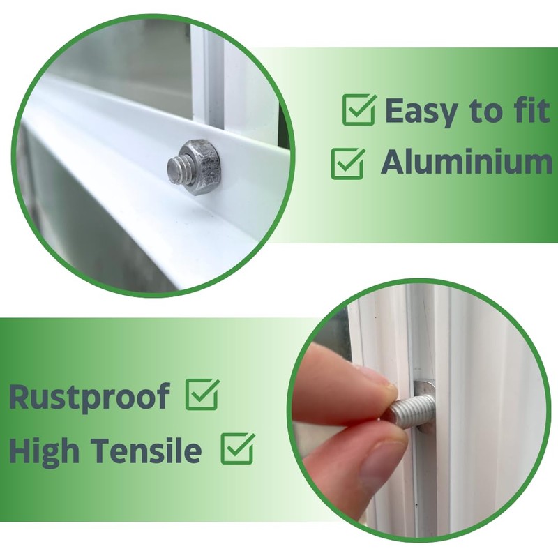 50 Cropped Head Aluminium Greenhouse Nuts & Bolts Genuine Elite