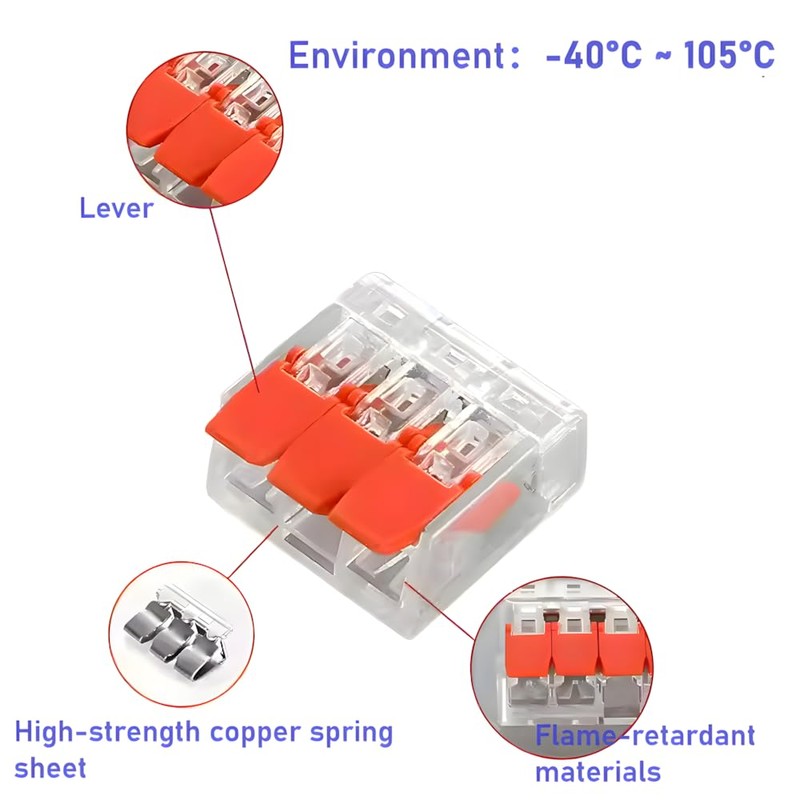 4 Port Electrical Lever Nuts | for AWG 24-12 Copper