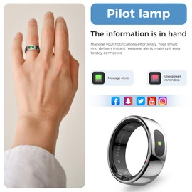 Smart Ring with Instant Notification Alerts & Gesture Control - Sleep Tracker Ring, Fitness Ring for Steps & Heart Rate, IP68 Waterproof Silver #08