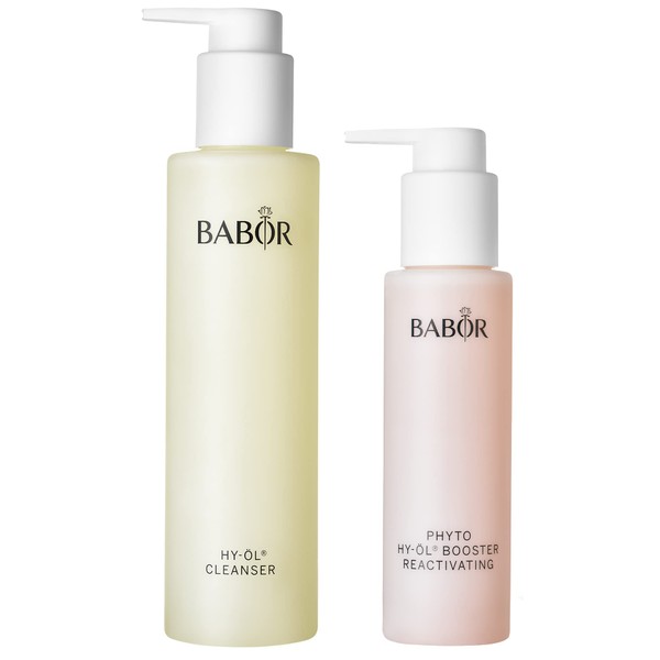 BABOR Cleansing Kit for Tired Skin, with Hy-Oil Cleanser and Hy-Oil Booster Reactivating Herbal Extract, for Deep Pore Cleansing, 2 Pieces