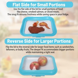 EOAMGO 2 Pack Stretch Fresh Storage Trays with Lids, Stackable Fridge Storage Containers, Reusable Organisers for Cheese, Sandwiches, Salmon & More