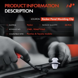 A-Premium 50PCS Nylon Rocker Panel Moulding Clip Retainer with Sealer Compatible with Toyota RAV4 1996-2010, Previa 1991-1997 & Pontiac Vibe 2003-2010