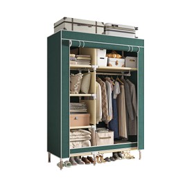 LEAIJIAFY Bedroom Clothes Closet Wardrobe with Green Cover,Portable Small Wardrobe for Hanging Clothes,for Dorm,Small House