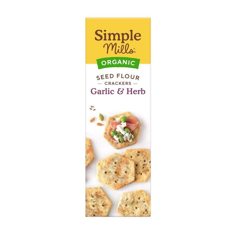 Simple Mills Organic Seed Crackers, Garlic & Herb - Gluten