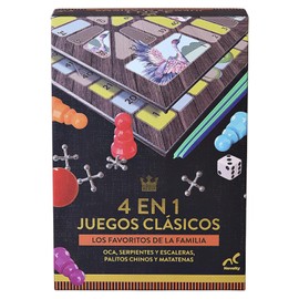Novelty Corp - Juegos Clásicos 4 en 1, Juego de Mesa, Máxima Calidad, Juegos Clásicos y Tradicionales