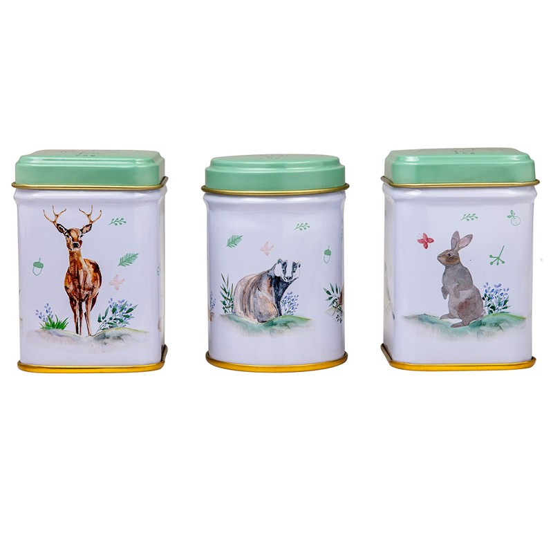 New English Teas Woodland Animals 3x Mini Tea Tin Gift