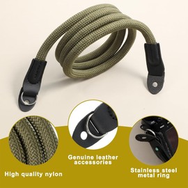 JYNXOR Camera Strap Camera Shoulder Strap Camera Strap Camera Strap Rope Camera Carrying Strap with O-Ring and Leather Padding for DSLR SLR or Mirrorless Cameras 102 cm Camera Strap in Rope Look
