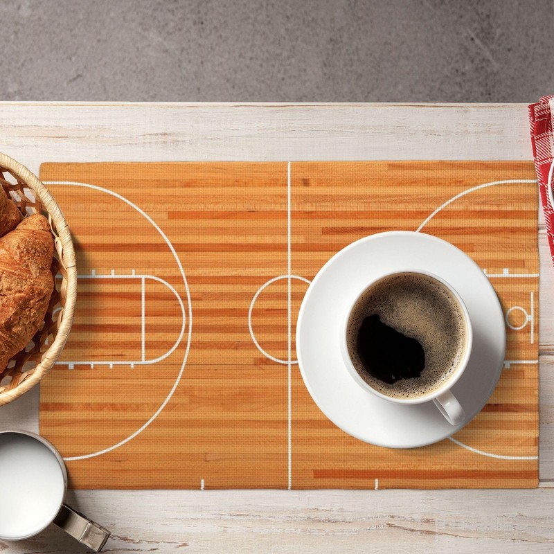 Basketball Court Placemats Set of 6 Linen Washable 12x18 Inch