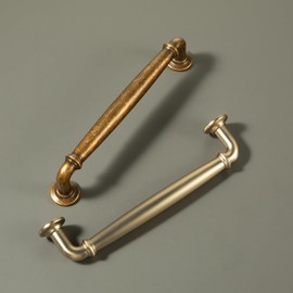 Goo-Ki 5.04 Inch c-c Antique Brass Cabinet Handle Drawer Pulls Zinc Alloy Kitchen Hardware - 6 Pack Vintage Retro Brass Bar Pull Handles for Cupboard