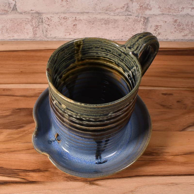 American Handmade Microwave Bacon Cooker by Holman Pottery, Smoky Blue